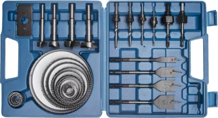 Набор ЗУБР &quot;ЭКСПЕРТ&quot; Коронки по дереву 19-127мм, державка 19-30мм, державка с опорн. осн., ключ имбус., сверла, 28 пред 29555-H28 купить в Челябинске