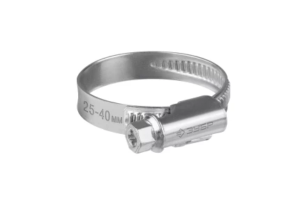 ЗУБР Х-9Н, 25 - 40 мм, накатная лента 9 мм, цинк, 50 шт, червячный хомут (37807-40) купить в Челябинске