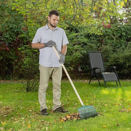 Грабли веерные пластиковые Сибртех, 420 мм, 22 плоских зуба, без черенка, Россия, 617055 купить в Челябинске