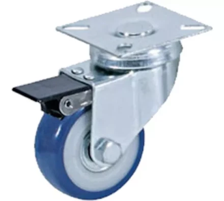 Колесо аппаратное поворотное SCvb 25 50 мм с тормозом (синяя резина) 1027149 купить в Челябинске