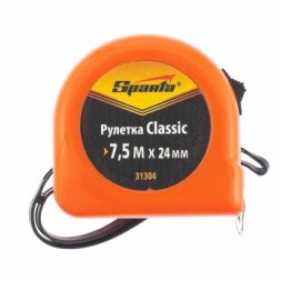 Рулетка Classic, 7.5 м х 24 мм, пластиковый корпус  SPARTA 31304