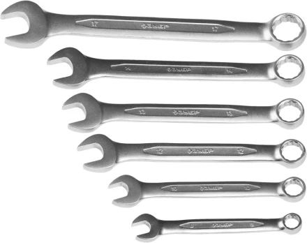 Набор ЗУБР &quot;ПРОФИ&quot;: Ключ гаечный комбинированный, Cr-V сталь, хромированный, 8-17мм, 6шт 27028-H6 купить в Челябинске