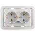 Розетка СВЕТОЗАР &quot;ГАММА&quot; двойная, с заземлением, цвет белый, 16А/~250В SV-54107-W купить в Челябинске