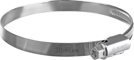 ЗУБР Х-9Н, 30 - 48 мм, накатная лента 9 мм, цинк, 50 шт, червячный хомут (37807-48) купить в Челябинске