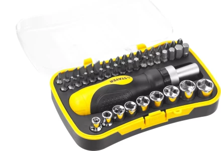 Набор STAYER "MASTER" "HERCULES": Отвертки, реверс отвертка, биты 35шт, адаптер для торц голов, торц голов 9шт, 46 предм 25084-H46 купить в Челябинске