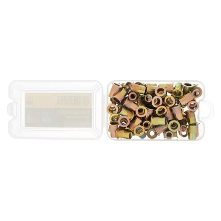 Заклепки резьбовые, стальные, оцинкованные, М6, пластиковый кейс, 70 шт. Denzel 40603 купить в Челябинске