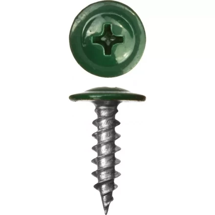 Саморезы ЗУБР с прессшайбой по листовому металлу до 0,9 мм, окрашенные в RAL-6005, PH2, 4,2х25 мм, 400шт 300191-42-025-6005 купить в Челябинске