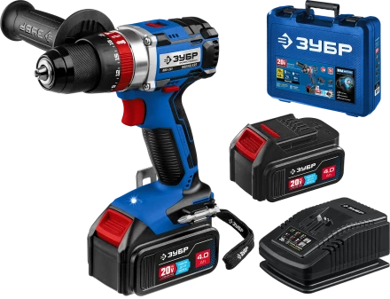 Бесщеточная дрель-шуруповерт ударная Зубр, 2 АКБ T7 (4 Ач), в кейсе DBS-201-42 серия «ПРОФЕССИОНАЛ» купить в Челябинске