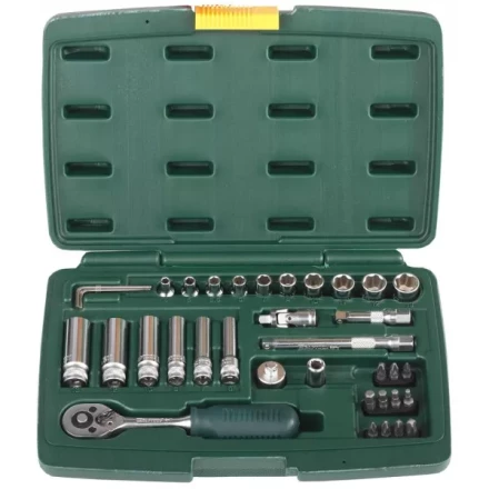 Набор KRAFTOOL &quot;INDUSTRIE QUALITAT&quot; Торцовые головки, 1/2&quot;, 1/4&quot;, 37 предметов 27881-H37 купить в Челябинске