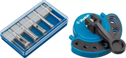 Набор ЗУБР &quot;ПРОФЕССИОНАЛ&quot;: Алмазные трубчатые сверла по керамике с кондуктором, гальваника, зерно 60, d=4/6/8/10/12мм, 6шт 29851-H6 купить в Челябинске