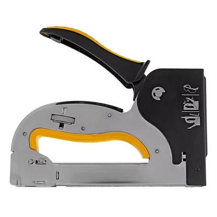 Степлер металл. Denzel 40223, скобы в комплекте, плавная регулировка удара, 2К рукоятка, тип 53, 4-14 мм купить в Челябинске