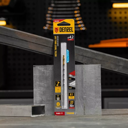 Сверло спиральное по металлу 4,2 х 119 мм, Р6М5, Golden Tip, удлиненное Denzel 718251 купить в Челябинске