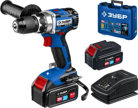 Бесщеточная дрель-шуруповерт Зубр, 2 АКБ T7 (4 Ач), в кейсе DB-201-42 серия «ПРОФЕССИОНАЛ» купить в Челябинске