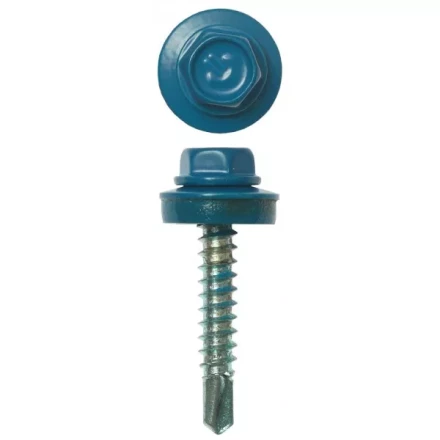 Саморезы ЗУБР окраш., RAL 5009 небесно-голуб., для крепл. кров. матер. к дерев. обреш., 4.8х29мм, 2500шт 4-300310-48-029-5009 купить в Челябинске