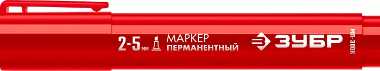 ЗУБР МП-300К красный, 2-5 мм, клиновидный перманентный маркер (06323-3) купить в Челябинске