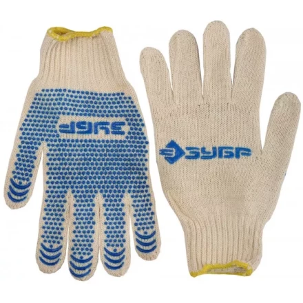 Перчатки ЗУБР хлопчатобумажные с защитой от скольжения, XL 114031 купить в Челябинске