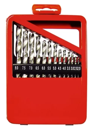 Набор сверл по металлу 2-8 мм (через 0,5 мм) HSS 13 шт металлическая коробка цилиндрический хвостовик MATRIX 72387 купить в Челябинске