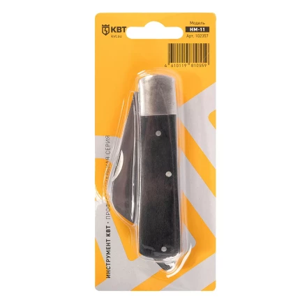 Нож электрика монтерский складной КВТ НМ-11 с изогнутым лезвием и дополнительной зоной для зачистки кабеля (102357) купить в Челябинске
