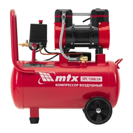 Компрессор безмасляный малошумный SPC 1500/24, 1500 Вт, ресивер 24 л, 260 л/мин// MTX 58139 купить в Челябинске
