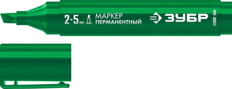 ЗУБР МП-300К зеленый, 2-5 мм, клиновидный перманентный маркер (06323-4) купить в Челябинске