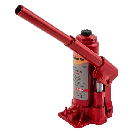 Домкрат гидравлический бутылочный, 4 т, h подъема 180–320 мм Sparta Compact 50339 купить в Челябинске
