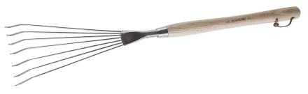 Грабельки ЗУБР &quot;ЭКСПЕРТ&quot; веерные из нержавеющей стали, деревянная ручка из ясеня, 7 круглых зубцов, 290х120х605мм 4-39475_z01 купить в Челябинске