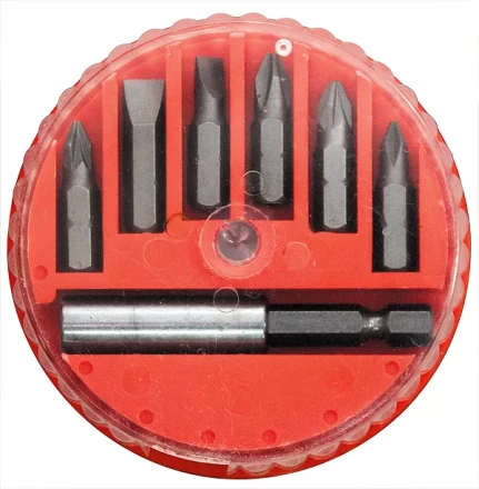 Набор бит, магнитный адаптер для бит, сталь 45Х, 7 предм., в пласт. закрытом боксе  MATRIX 11392 купить в Челябинске