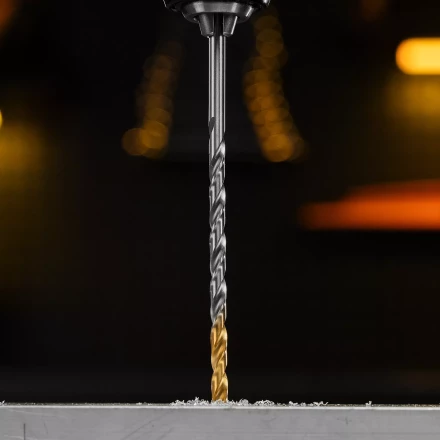 Сверло спиральное по металлу Denzel 5 х 132 мм, Р6М5, Golden Tip, удлиненное, 718254 купить в Челябинске