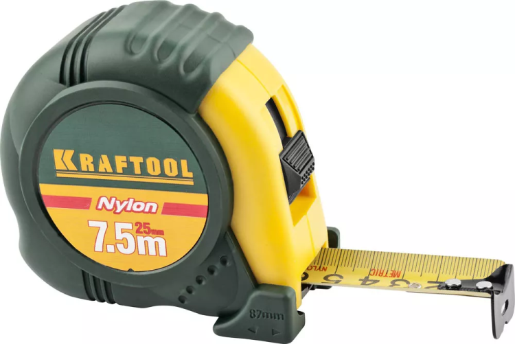 Рулетка KRAFTOOL "EXPERT" с нейлоновым покрытием, обрезин корпус, 7,5/25мм 34122-08_z01 купить в Челябинске