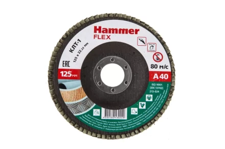Круг Лепестковый Торцевой (КЛТ) HAMMER КЛТ 1 Ф125х22 Р40 213-024 купить в Челябинске