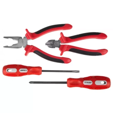 Набор инструментов ЗУБР &quot;МАСТЕР&quot;, плоскогубцы, бокорезы, 2 отвертки 22025-H4 купить в Челябинске