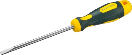 Отвертка KRAFTOOL, Cr-Mo-V сталь, двухкомпонентная противоскользящая рукоятка, SL, 6,0x125мм 250071-6.5-125 купить в Челябинске