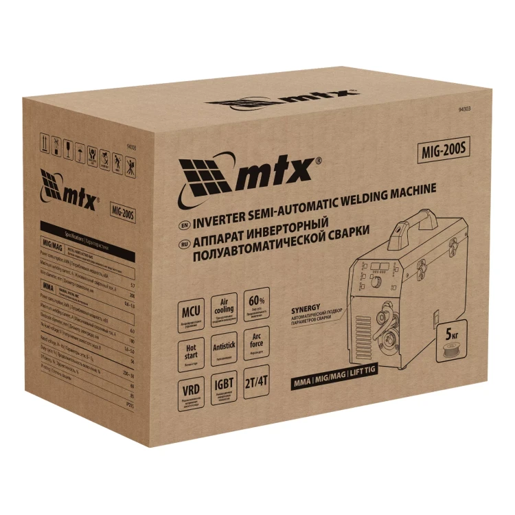 Аппарат инвертор. полуавтомат. cварки MTX MIG-200S, 200A, ПВ 60%, катушка 5 кг купить в Челябинске