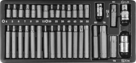 Набор вставок 4-12мм Т20-Т70 30/75мм 3/8&quot;DR 1/2&quot;DR 35предметов Jonnesway S29H4135S 47299 купить в Челябинске