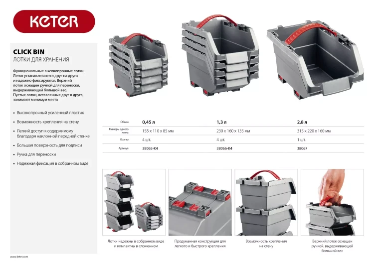 Лоток "Clickbin", 2,8 л, KETER 38067 купить в Челябинске