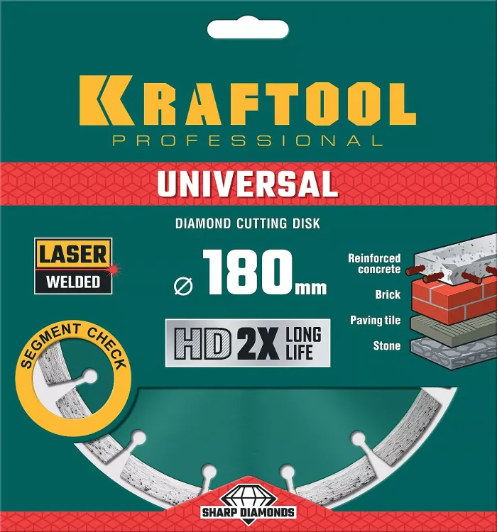 Диск алмазный отрезной для УШМ UNIVERSAL 36680-180 купить в Челябинске