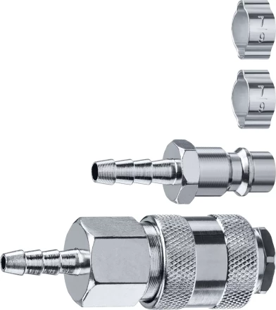 ЗУБР (штуцер елочка, 6 мм - рапид муфта) + (рапид штуцер-штуцер елочка, 6 мм) + (обжимные хомуты 2 шт), набор, Профессионал (64920-06-H) купить в Челябинске