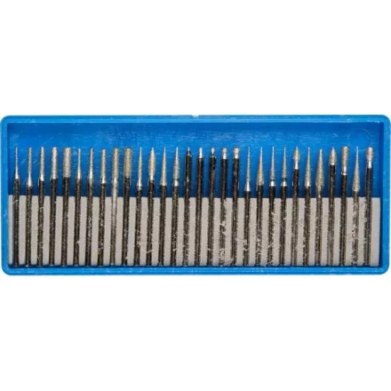 Набор ЗУБР: Мини-насадки с алмазным напылением в пластиковом боксе, P=180, хвостовик d=3мм, 30 предметов 33383-H30 купить в Челябинске