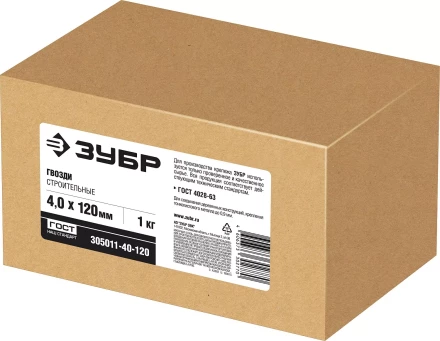 ЗУБР ГОСТ 4028-63, 120 x 4 мм, 1 кг, строительные гвозди (305011-40-120) купить в Челябинске