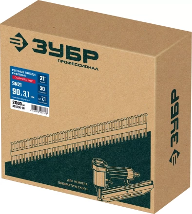 ЗУБР SN21 90 х 3.1 мм, реечные гвозди рифленые оцинкованные, 2010 шт(305396-90) купить в Челябинске