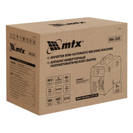 Аппарат инвертор. полуавтомат. cварки MTX MIG-220S 94304, 220A, ПВ 60%, катушка 5 кг купить в Челябинске