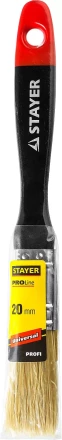 Кисть плоская STAYER &quot;UNIVERSAL-PROFI&quot;, светлая натуральная щетина, деревянная ручка, 20мм 0104-020 купить в Челябинске