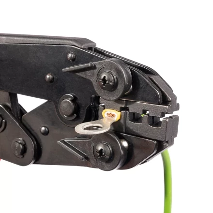 Пресс-клещи КВТ СТО+9 с 9 матрицами МПК для опрессовки разъемов, втулочных, изолированных и неизолированных наконечников (набор) (90778) купить в Челябинске