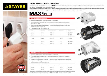 Вилка MAXElectro электрическая, 16А/220В, угловая, с заземлением, черная, STAYER 55161-B купить в Челябинске