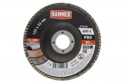 Круг Лепестковый Торцевой (КЛТ) HAMMER КЛТ 1 Ф125х22 Р80 213-026