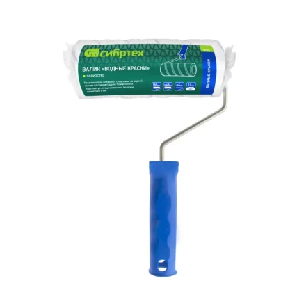 Валик &quot;Водные краски&quot;, 180 мм, ворс 12 мм, D - 48 мм, D ручки - 6 мм, полиэстер Сибртех 80186 купить в Челябинске