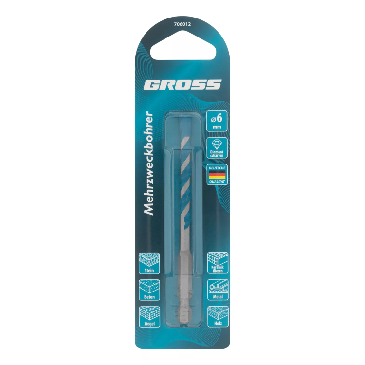 Сверло универсальное Gross, Multipurpose PRO, 6-гр. хвостовик, 6мм, 706012 купить в Челябинске