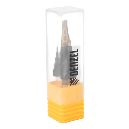 Сверло ступенчатое Denzel 723604, 6-8-10-12-14-16-18-20-22-24-26-28-30мм, Р6М5, 6-гр. хвостовик купить в Челябинске