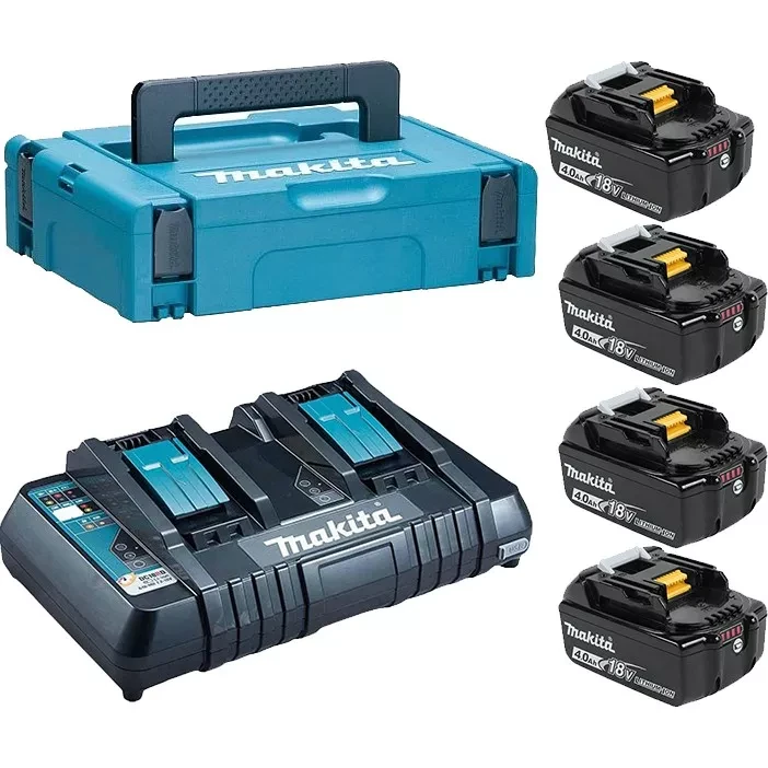 Набор 4 аккумулятора Makita BL 1840B 198489-5, 4 Ач и Зарядное устройство DC 18 RD в MakPac купить в Челябинске