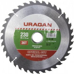 Диск пильный &quot;Optimal cut&quot; по дереву, 230х30мм, 36Т, URAGAN 36801-230-30-36